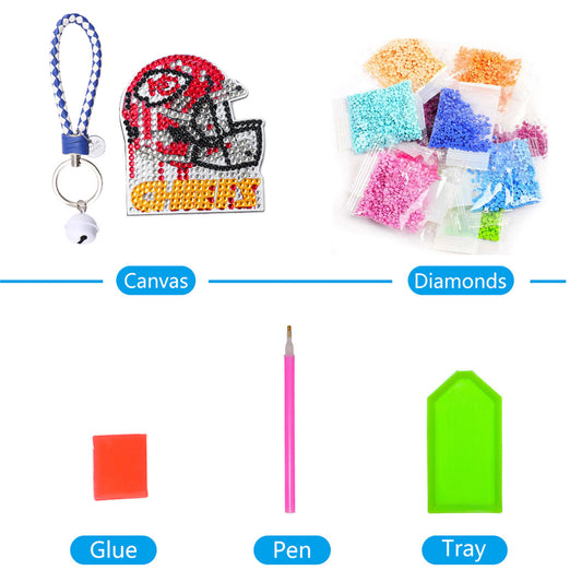 DIY Diamond Art Keychains Craft Rugby Team Badge Hanging Ornament (AA1440-5)