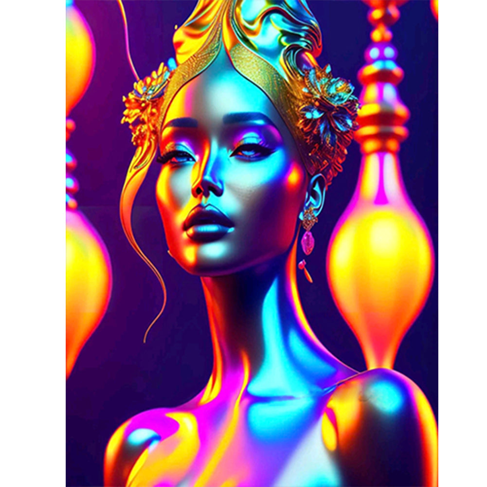 Diamond Painting - Full Round - Colorful Indian Woman (30*40CM)