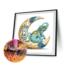 Load image into Gallery viewer, Diamond Painting - Partial Special Shaped - Crescent Moon Colorful Elephant (30*30CM)
