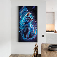 Load image into Gallery viewer, Diamond Painting - Full Round - blue starry smoke cat (40*70CM)
