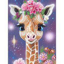 Load image into Gallery viewer, Diamond Painting - Partial Special Shaped - giraffe with flower (30*40CM)
