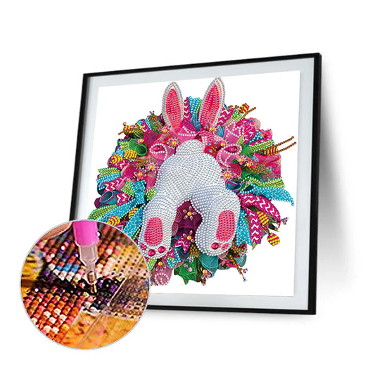 Diamond Painting - Partial Special Shaped - Easter bunny wreath (30*30CM)