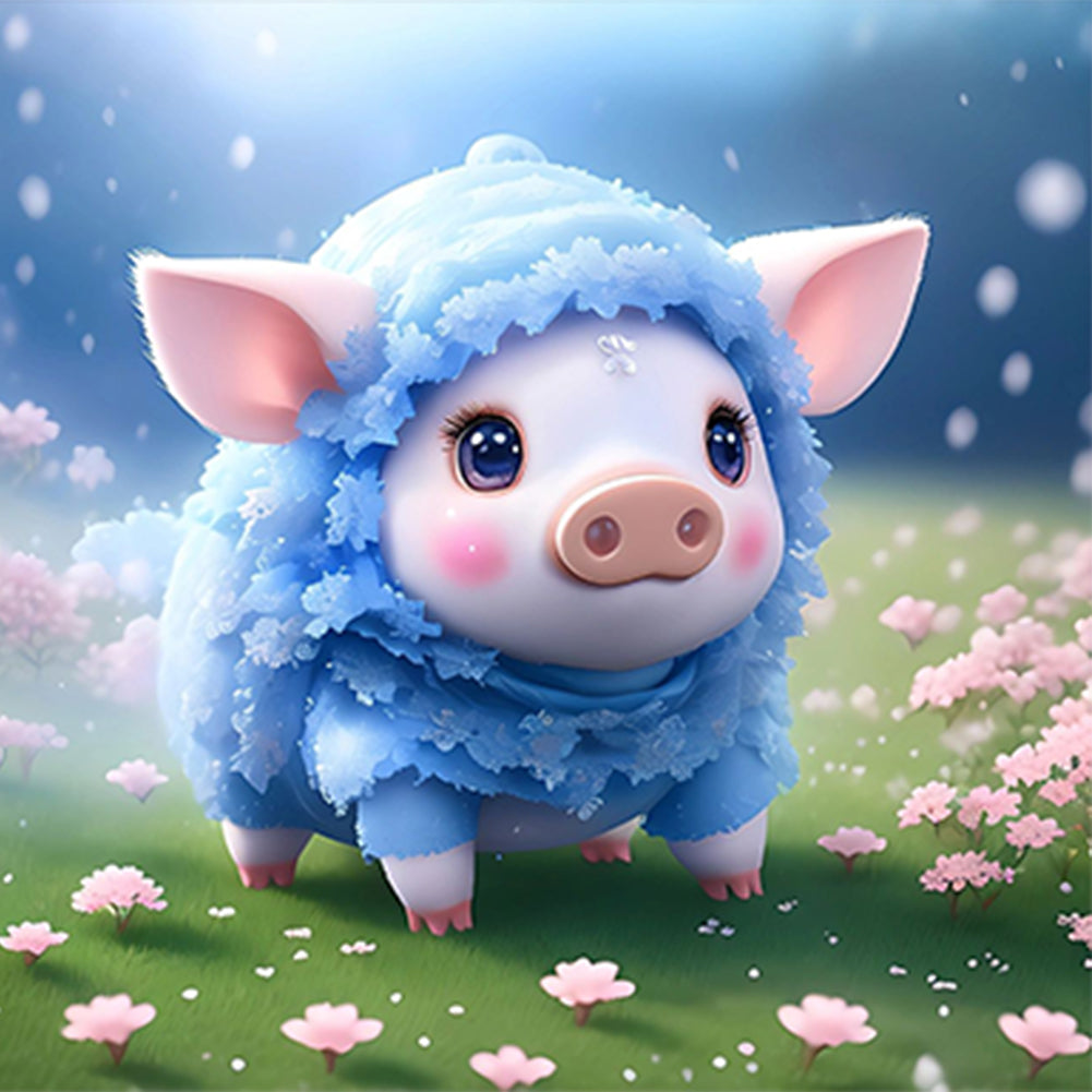 Diamond Painting - Full Round - Winter version of the zodiac pig (30*30CM)