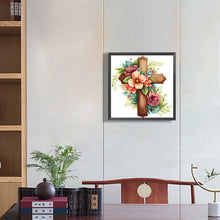 Load image into Gallery viewer, Diamond Painting - Full Round - wooden flower cross (30*30CM)
