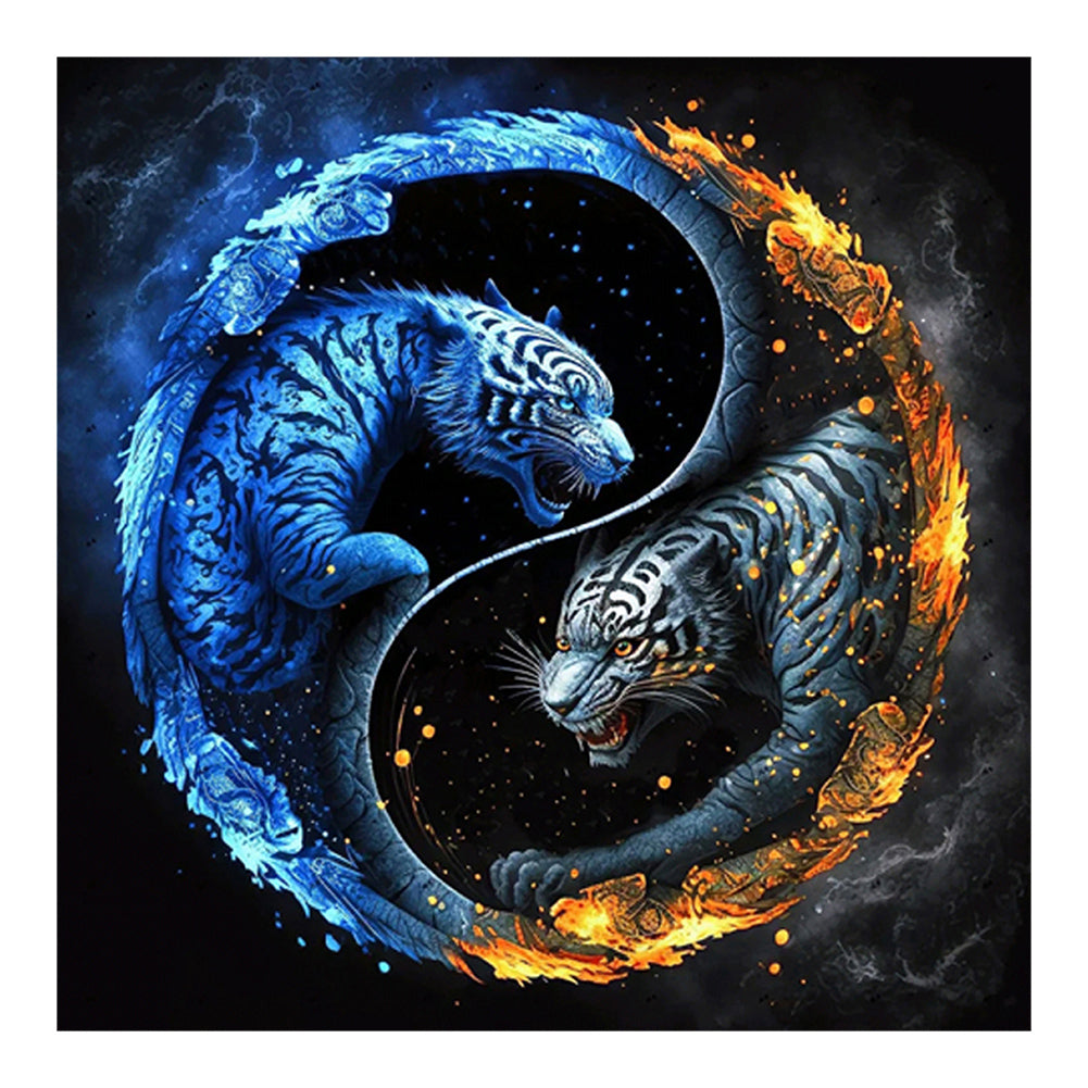 Diamond Painting - Full Round - Tiger Yin Yang Diagram (30*30CM)