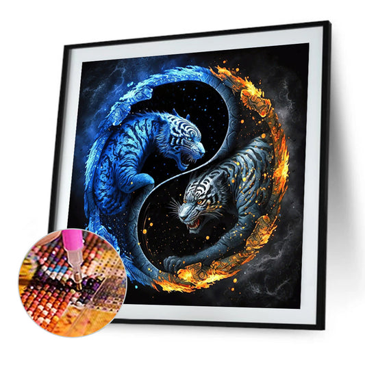Diamond Painting - Full Round - Tiger Yin Yang Diagram (30*30CM)