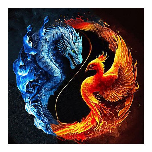 Diamond Painting - Full Round - Dragon and Phoenix yin and yang (30*30CM)