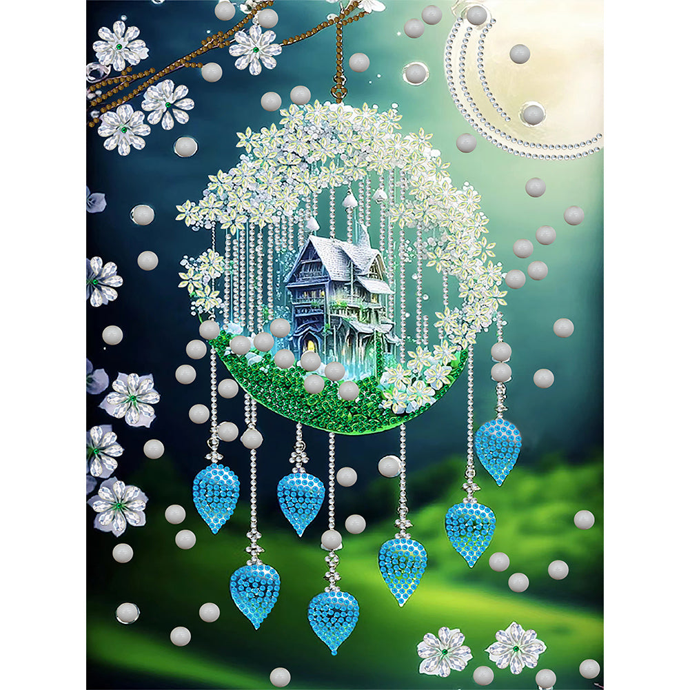 Diamond Painting - Partial Special Shaped - green leaf water drop microcosm (30*40CM)
