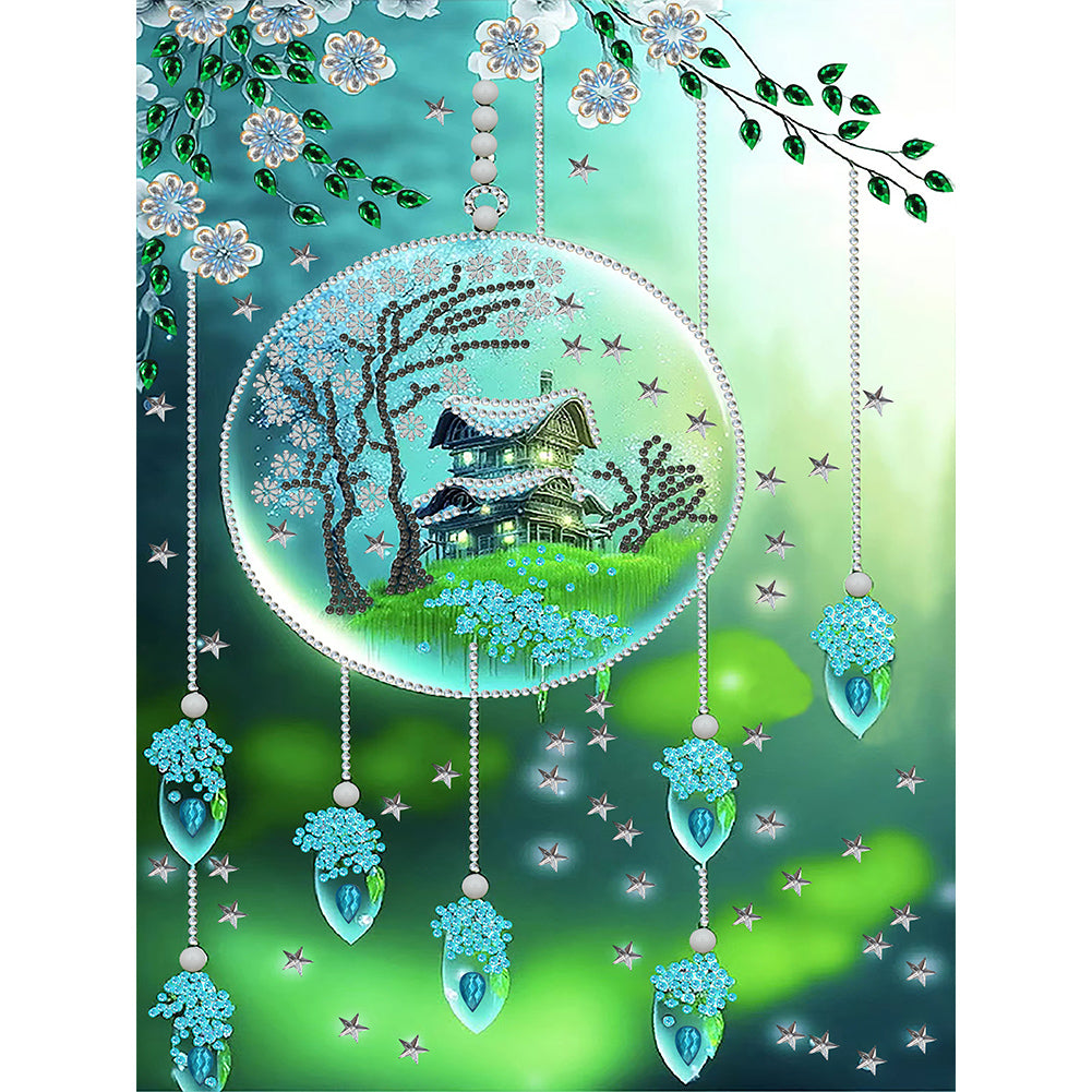 Diamond Painting - Partial Special Shaped - green leaf water drop microcosm (30*40CM)