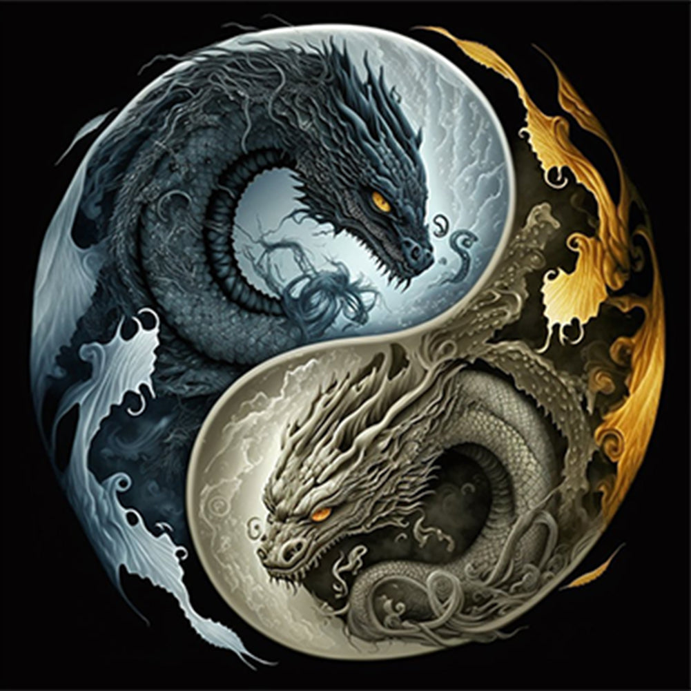 Diamond Painting - Full Round - Dragon Yin Yang Diagram (30*30CM)