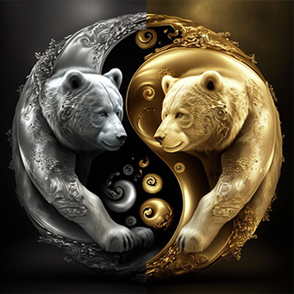 Diamond Painting - Full Round - bear yin yang diagram (30*30CM)