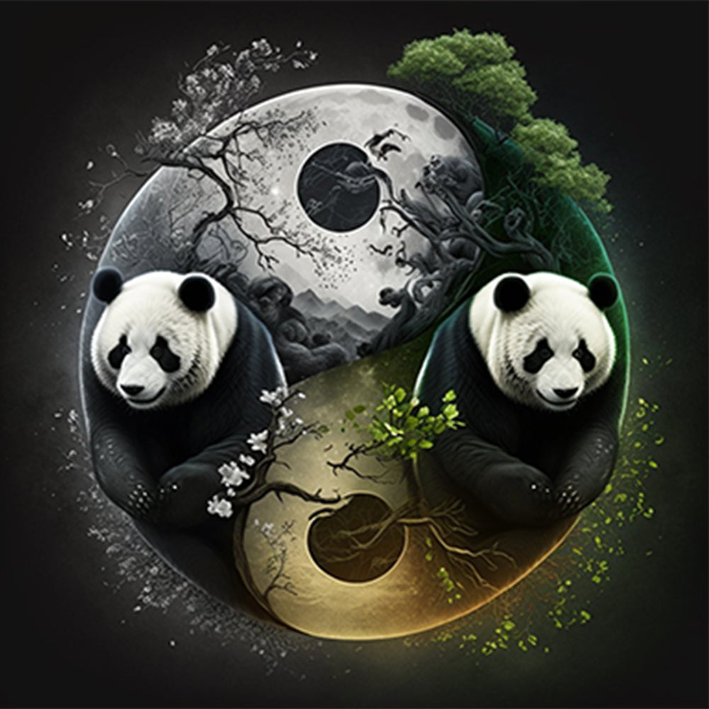 Diamond Painting - Full Round - Panda Yin Yang Diagram (30*30CM)