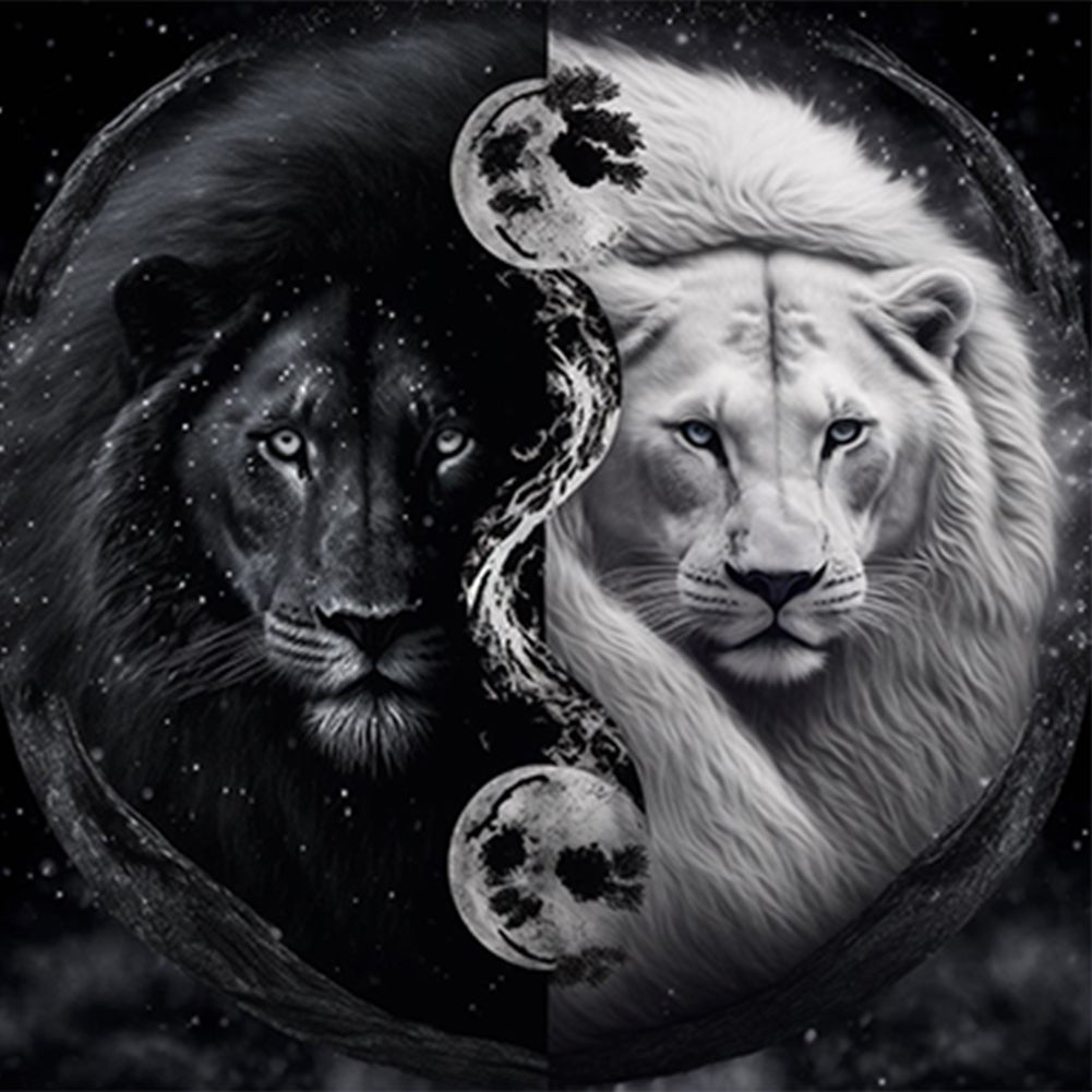 Diamond Painting - Full Round - Lion Yin Yang Diagram (30*30CM)
