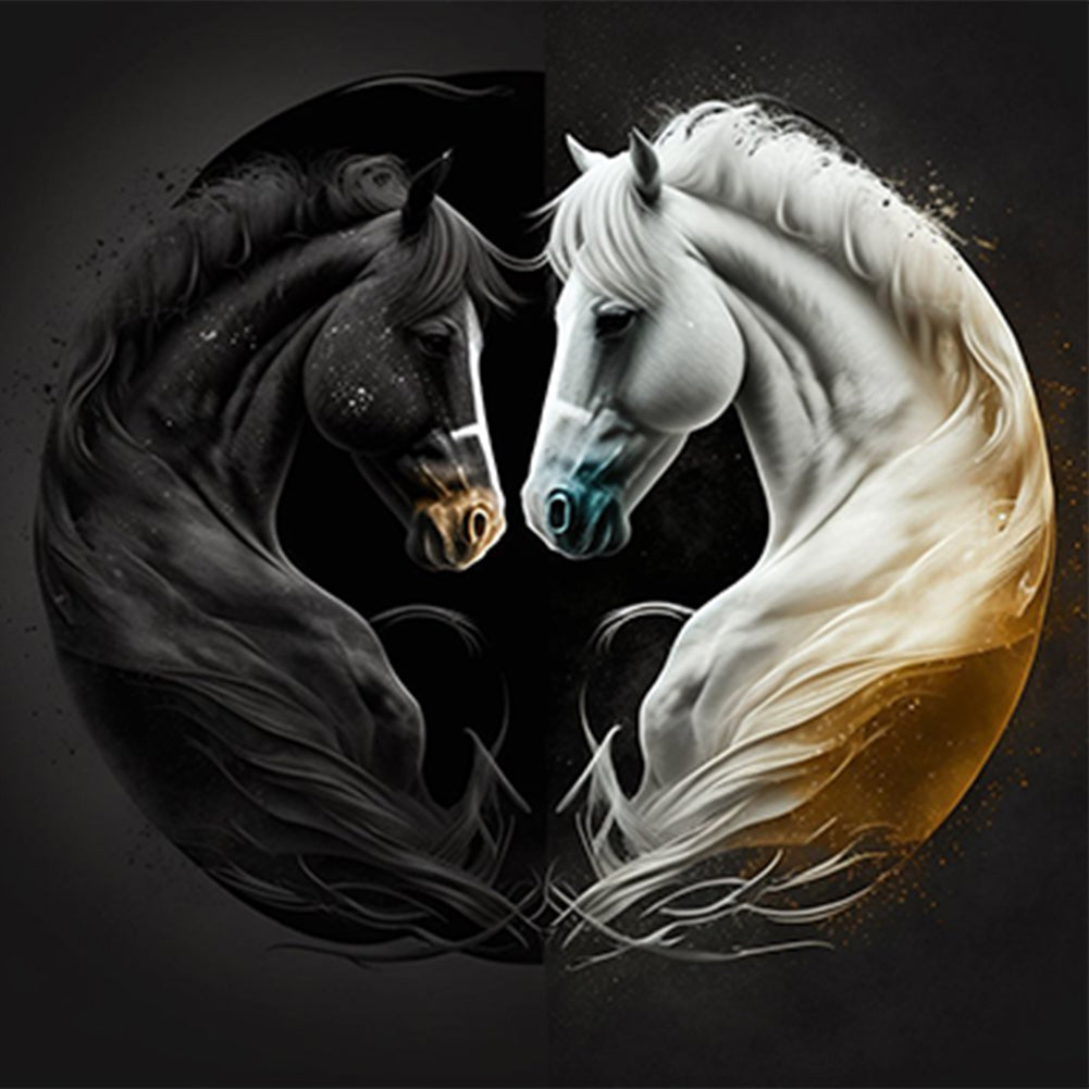 Diamond Painting - Full Round - Horse Yin Yang Diagram (30*30CM)