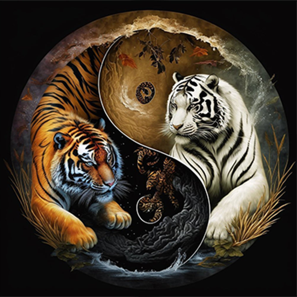 Diamond Painting - Full Round - Tiger Yin Yang Diagram (30*30CM)