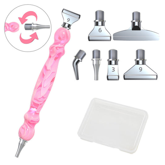 Screw Thread Diamond Painting Pen 5D Painting Tools with 6 Replacement Pen Heads