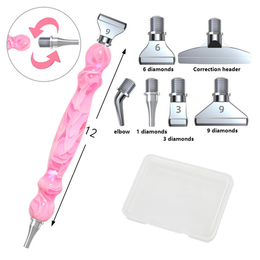 Screw Thread Diamond Painting Pen 5D Painting Tools with 6 Replacement Pen Heads