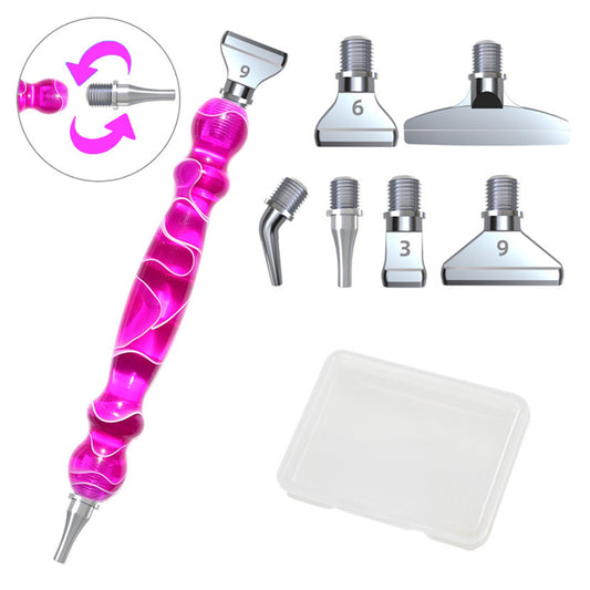 Screw Thread Diamond Painting Pen 5D Painting Tools with 6 Replacement Pen Heads