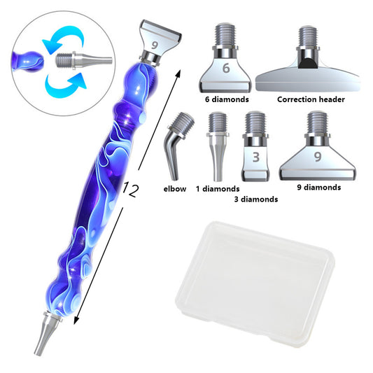 Screw Thread Diamond Painting Pen 5D Painting Tools with 6 Replacement Pen Heads