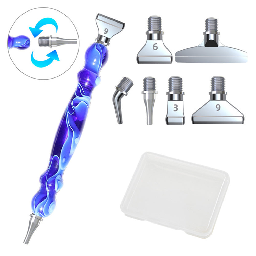 Screw Thread Diamond Painting Pen 5D Painting Tools with 6 Replacement Pen Heads