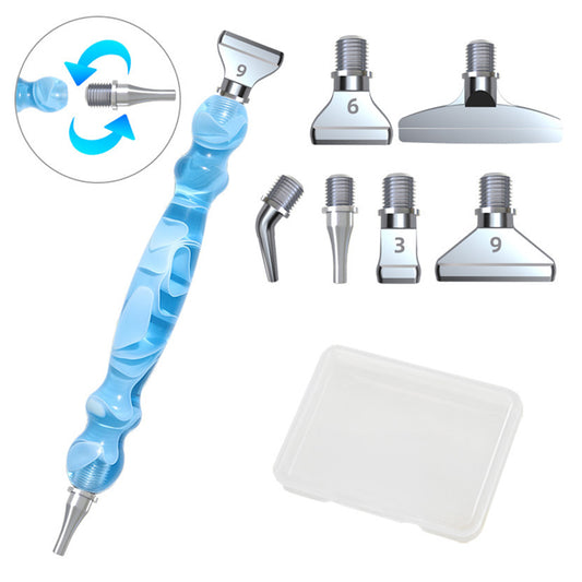 Screw Thread Diamond Painting Pen 5D Painting Tools with 6 Replacement Pen Heads