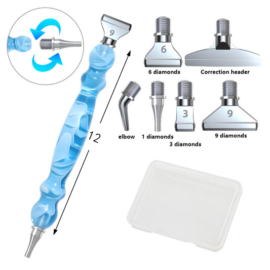 Screw Thread Diamond Painting Pen 5D Painting Tools with 6 Replacement Pen Heads