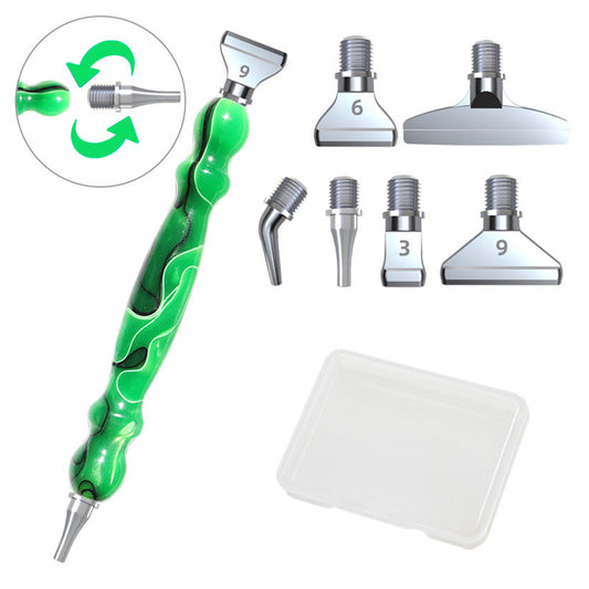 Screw Thread Diamond Painting Pen 5D Painting Tools with 6 Replacement Pen Heads