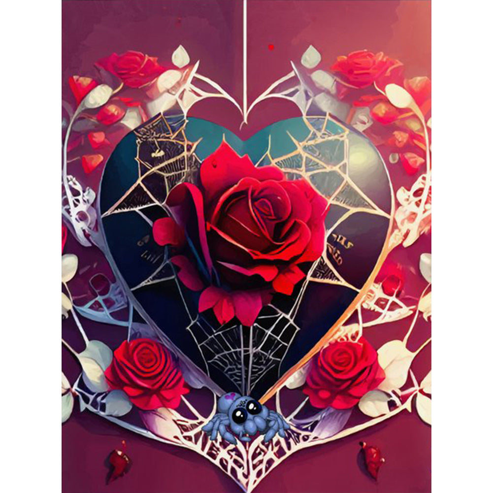 Diamond Painting - Full Round - rose love spider web (30*40CM)