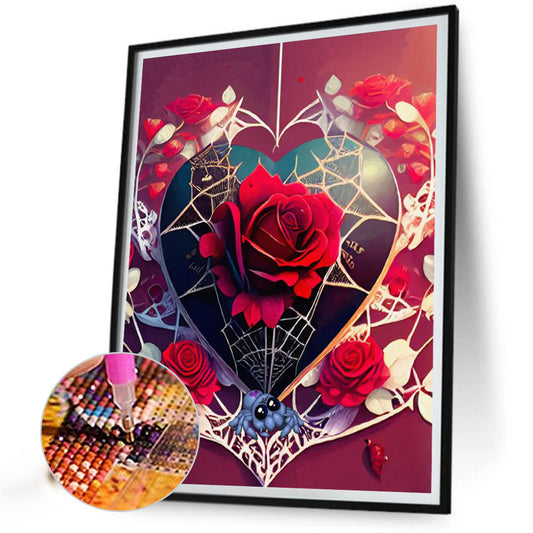 Diamond Painting - Full Round - rose love spider web (30*40CM)