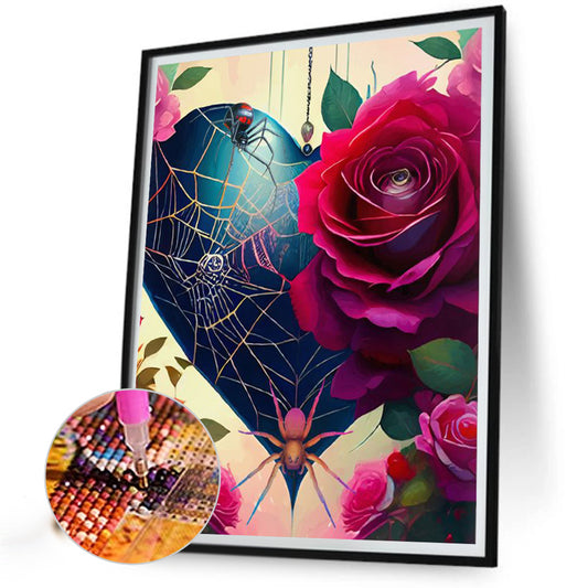 Diamond Painting - Full Round - rose love spider web (30*40CM)
