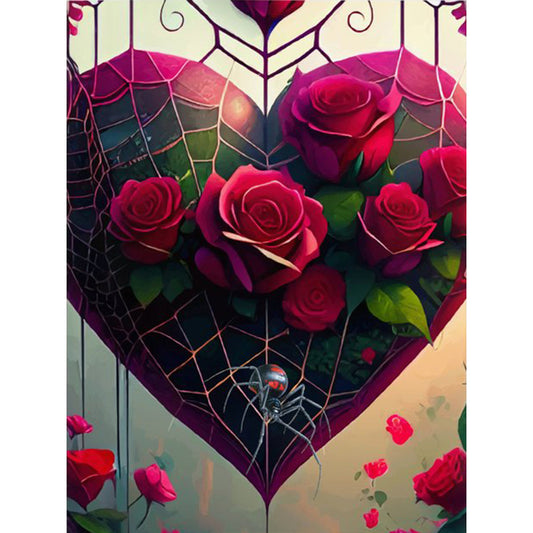 Diamond Painting - Full Round - rose love spider web (30*40CM)