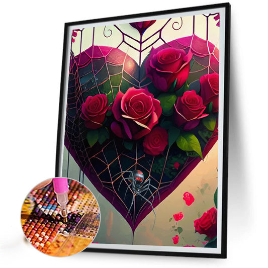 Diamond Painting - Full Round - rose love spider web (30*40CM)