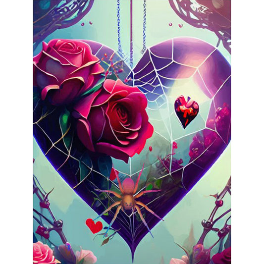 Diamond Painting - Full Round - rose love spider web (30*40CM)