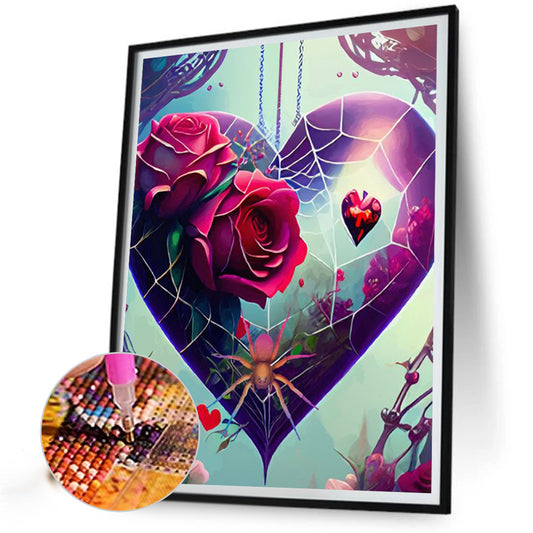 Diamond Painting - Full Round - rose love spider web (30*40CM)