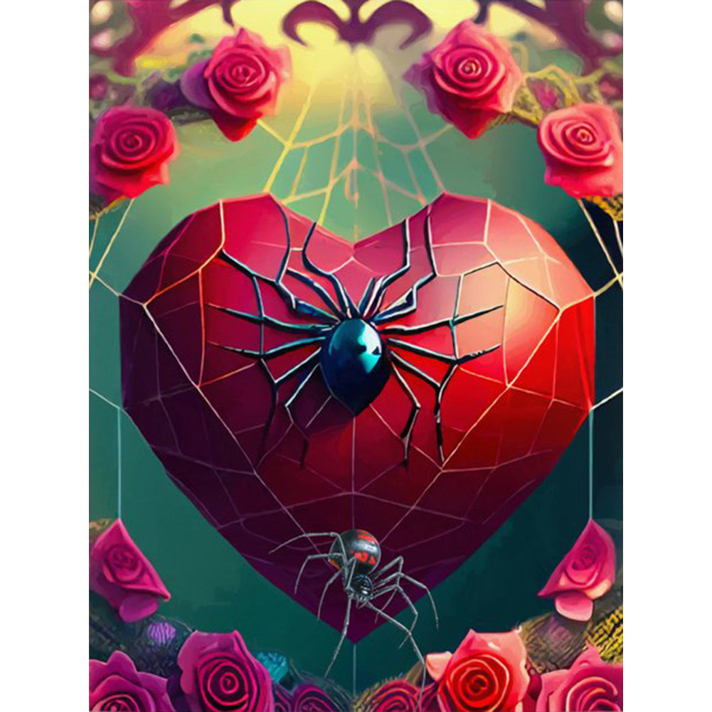 Diamond Painting - Full Round - rose love spider web (30*40CM)