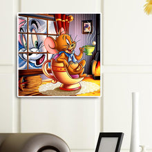 Load image into Gallery viewer, Diamond Painting - Full Round - cat and mouse (45*45CM)
