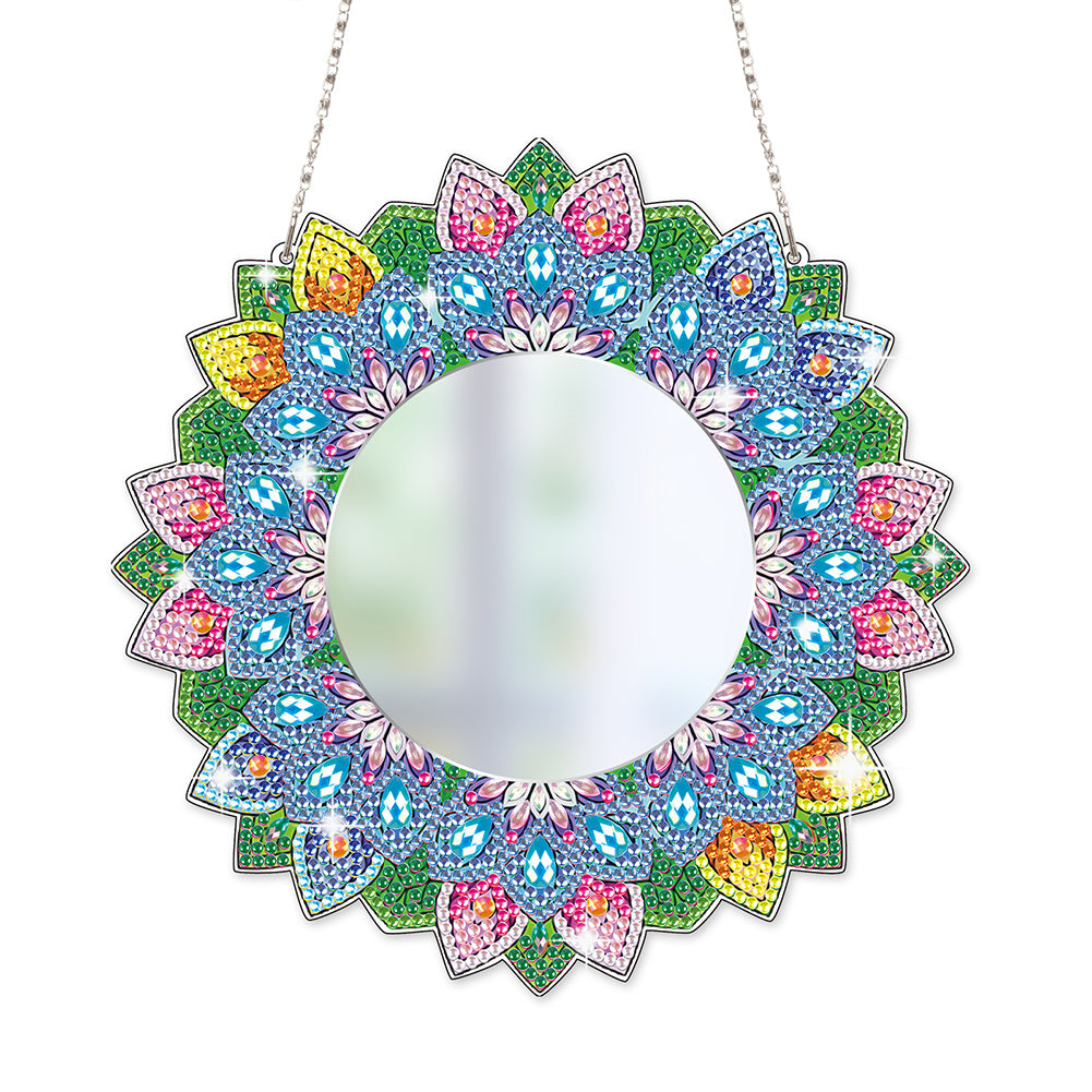 DIY Compact Mirror Paint by Number Kits Hanging Flower Home Decor (A005)