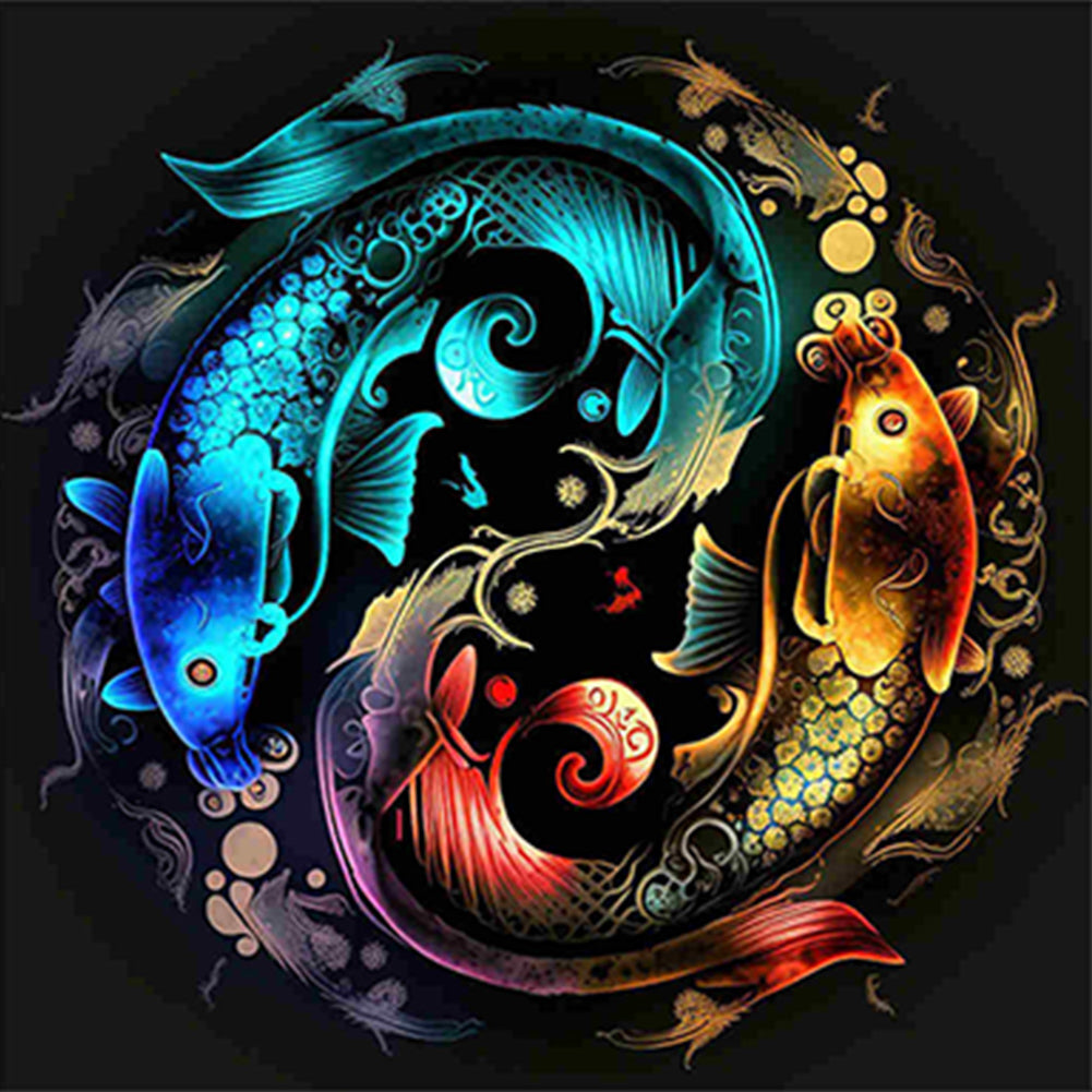 Diamond Painting - Full Square - Pisces yin and yang chart (30*30CM)