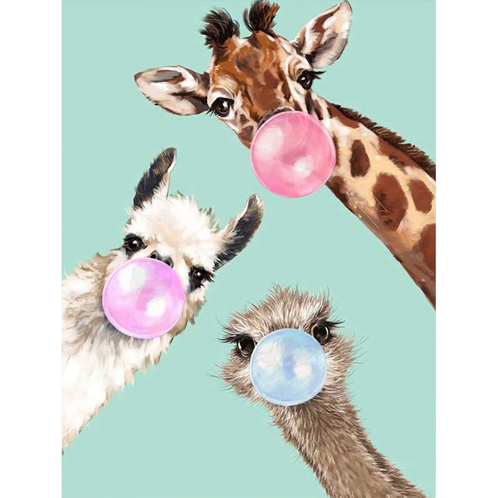 Diamond Painting - Full Round - Giraffe blowing bubbles (30*40CM)