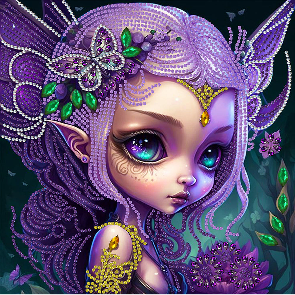 Diamond Painting - Partial Special Shaped - elf girl (30*30CM)