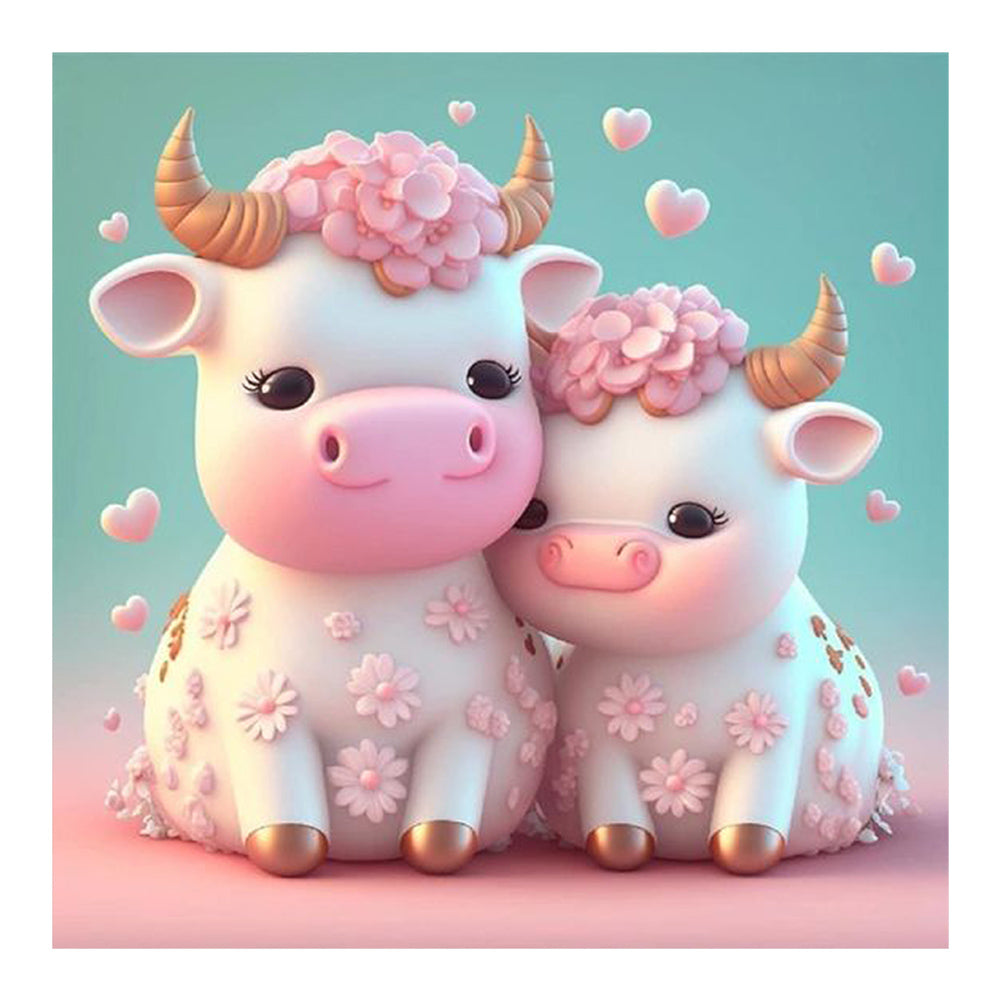 Diamond Painting - Full Round - cartoon little cow (30*30CM)