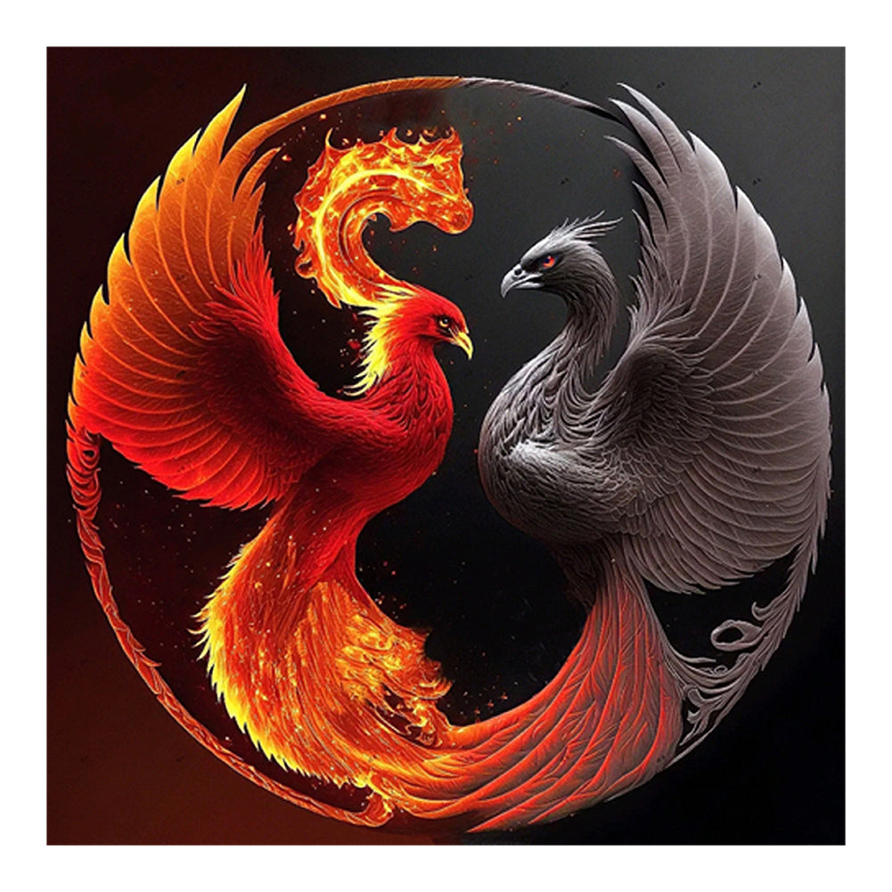 Diamond Painting - Full Round - Phoenix yin and yang diagram (30*30CM)