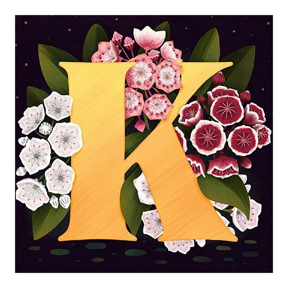 Diamond Painting - Full Round - flower letter K (40*40CM)