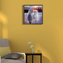 Load image into Gallery viewer, Diamond Painting - Full Round - two kittens in the snow (30*30CM)
