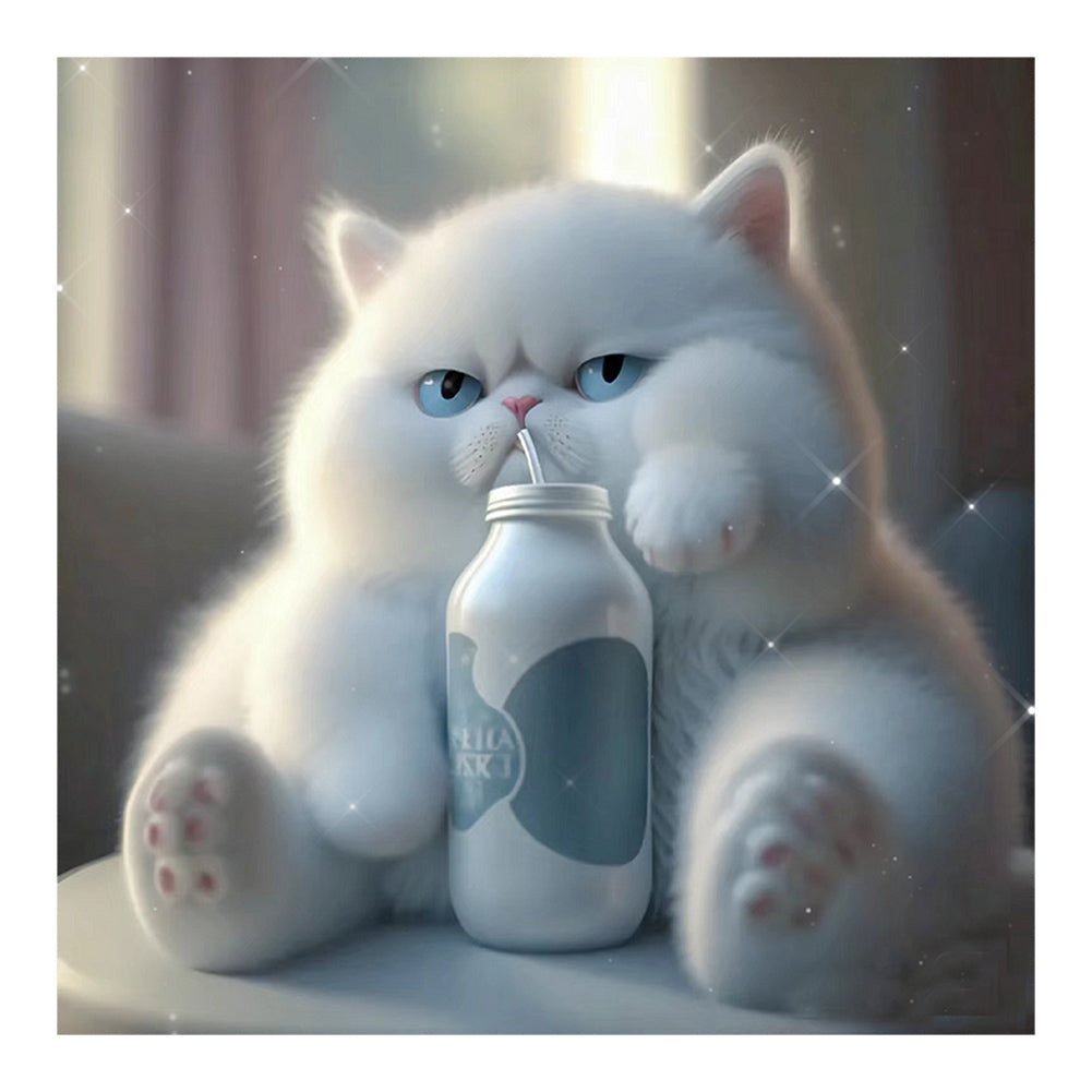 Diamond Painting - Full Round - happy little fat cat (30*30CM)