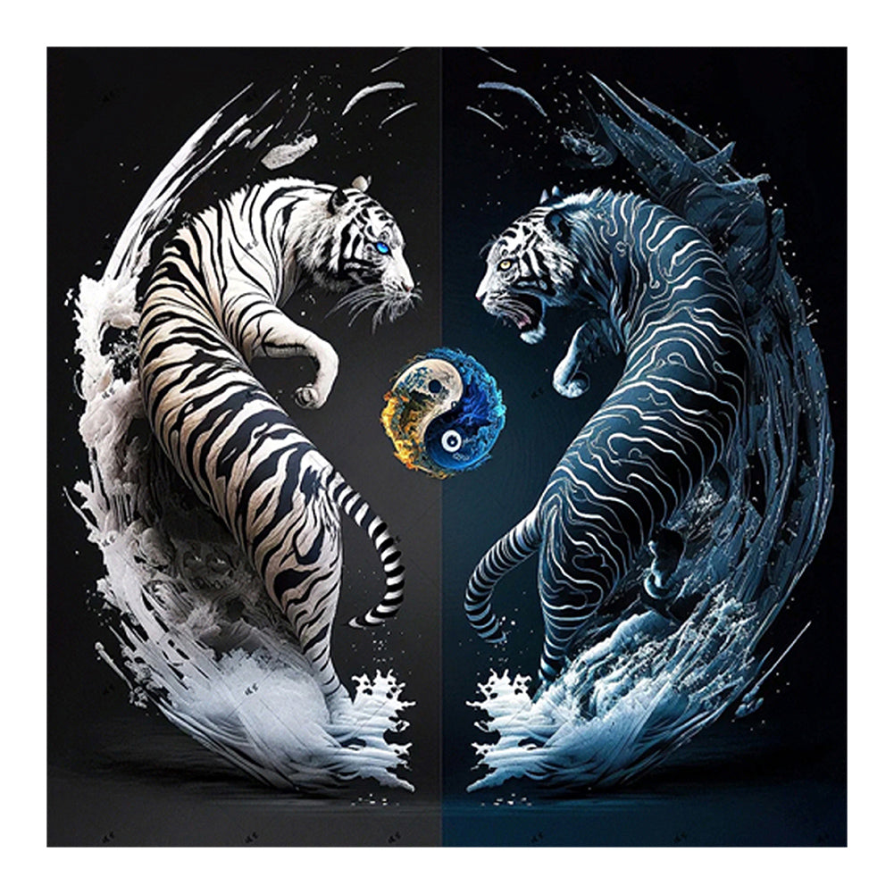 Diamond Painting - Full Round - Tiger Yin Yang Diagram (30*30CM)
