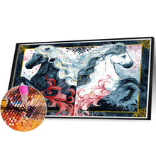 Load image into Gallery viewer, Diamond Painting - Full Round - black horse white horse (40*30CM)
