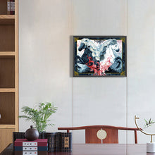Load image into Gallery viewer, Diamond Painting - Full Round - black horse white horse (40*30CM)
