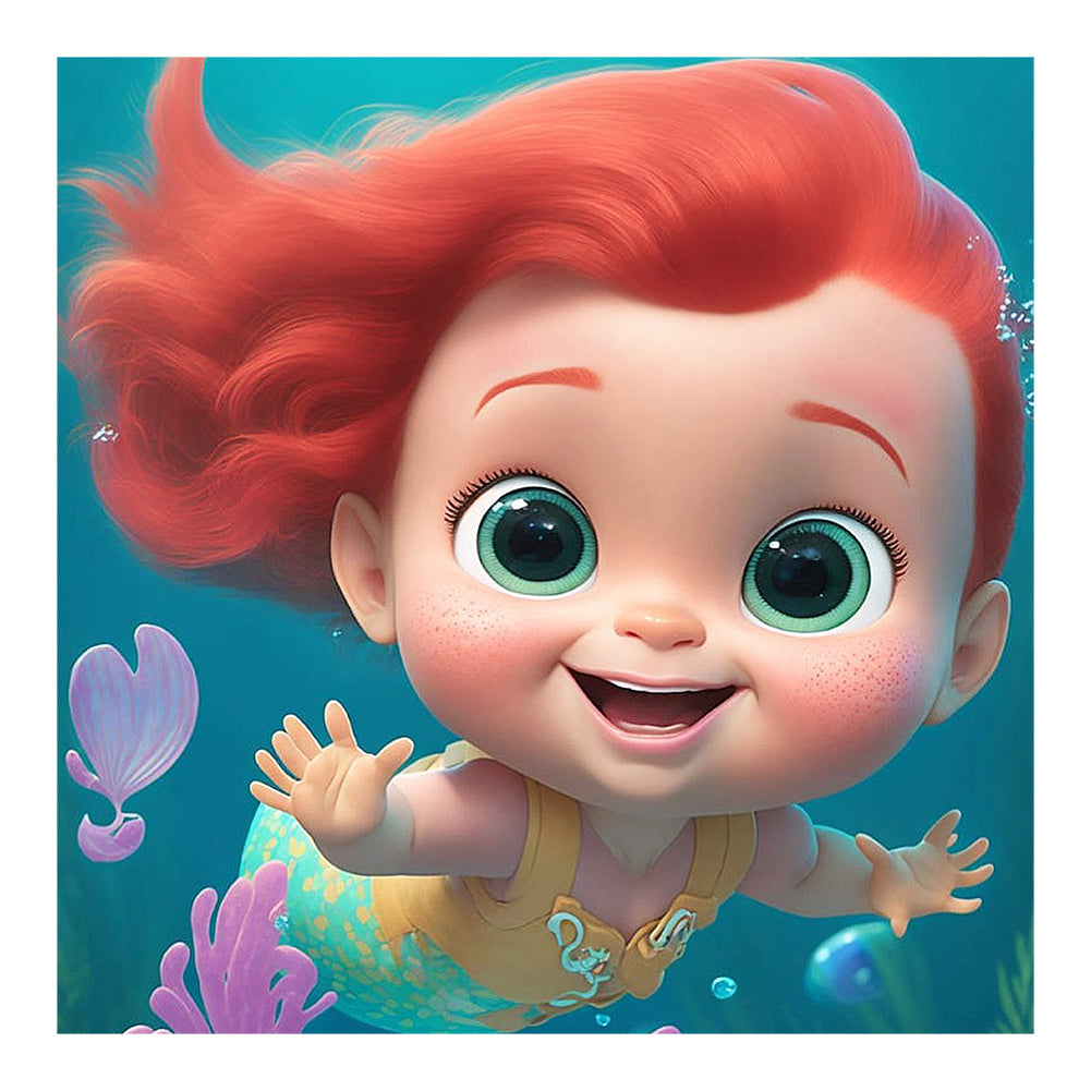 Diamond Painting - Full Round - mermaid cartoon version (30*30CM)