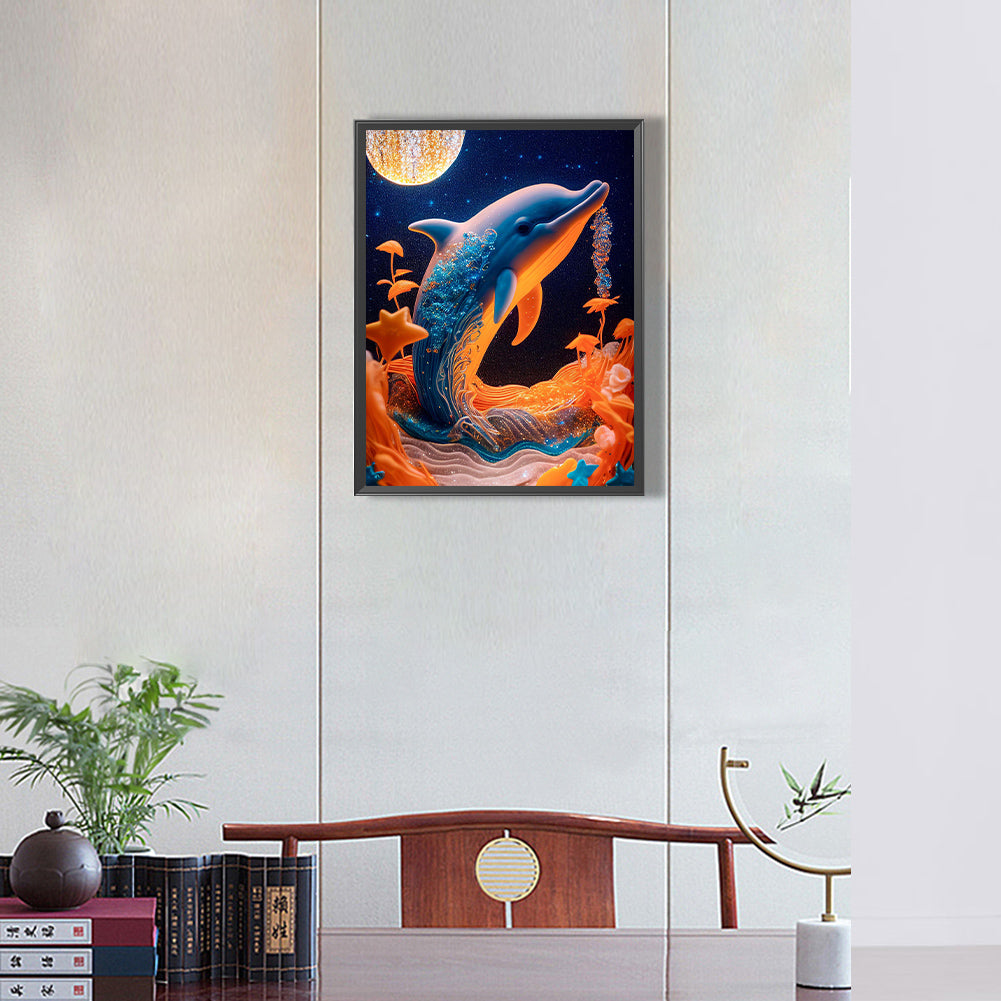 Diamond Painting - Full Round - dolphin relief painting (30*40CM)